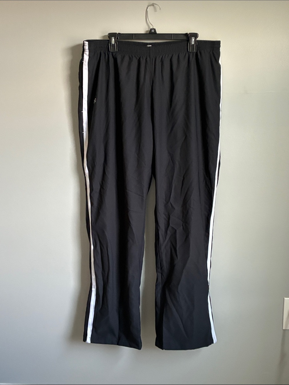 Under Armour Black Track Pants with White Side Panels